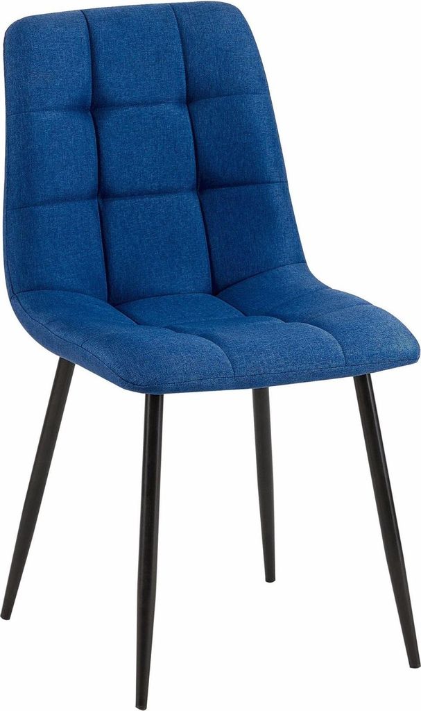 Esszimmerstuhl, Küchenstuhl, bequemer Sitz, modernes Design – mattschwarzes Gestell | Farbe: blau