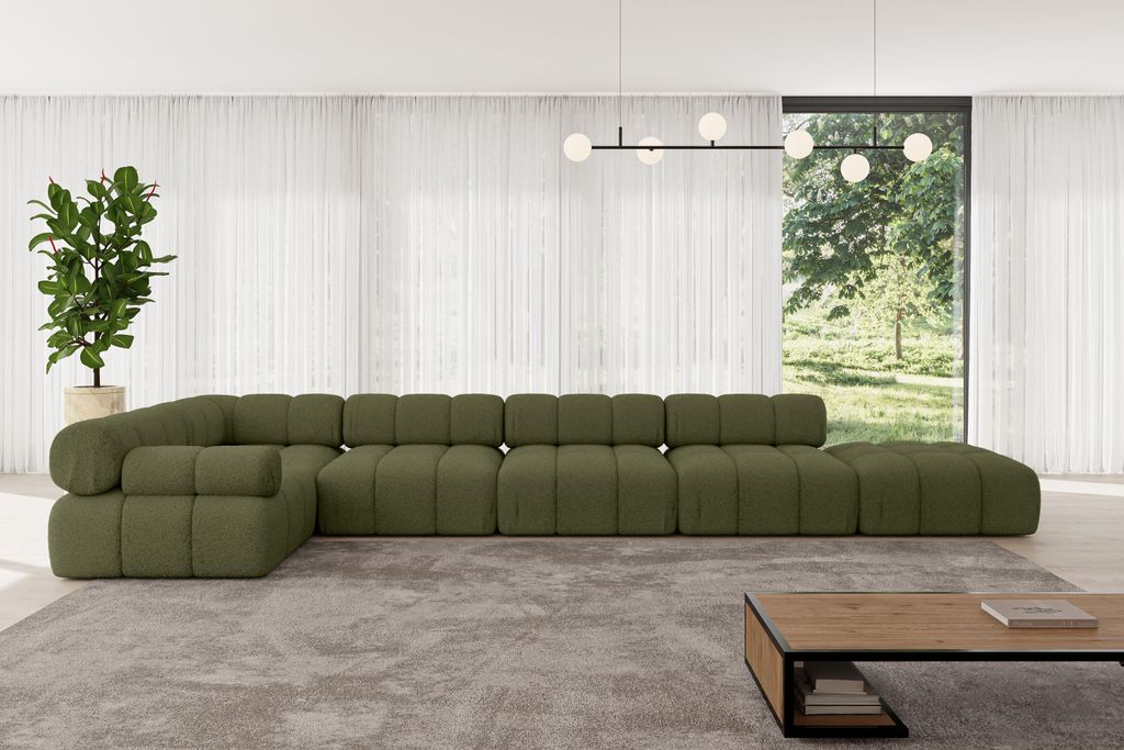 ALTDECOR Modulares Sofa Ecksofa in L-Form - Felto-L3 - 475x190x70 cm Grün Corner modular Sofa Eckcouch Couch Wohnlandschaft Cauchsofa Polstersofa