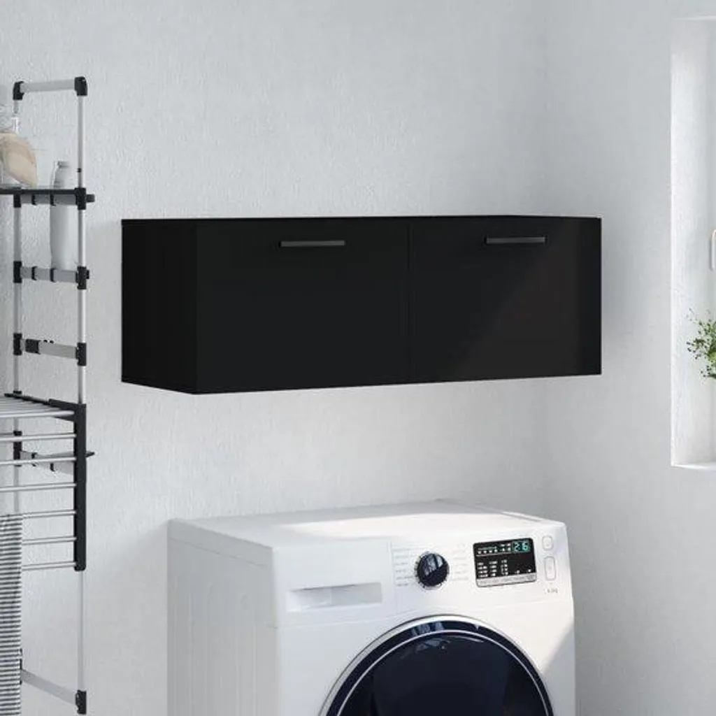 Meuble de rangement suspendu noir 100x35cm : fini le désordre au sol