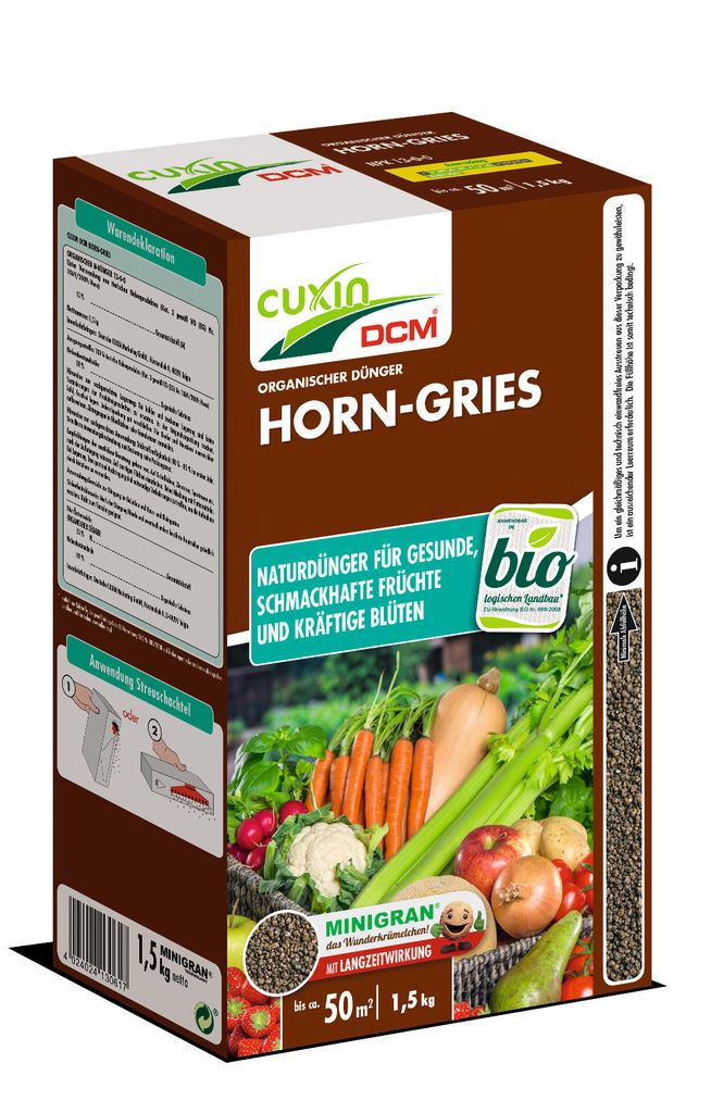 Cuxin DCM Horn-Gries 1,5 kg Minigran organischer Dünger Produktbild 
