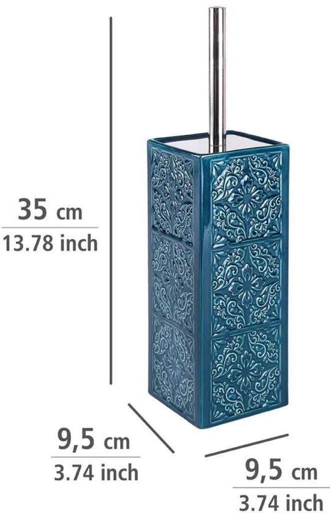 Porte-brosse de toilettes bleu céramique : hygiène et stabilité garantie