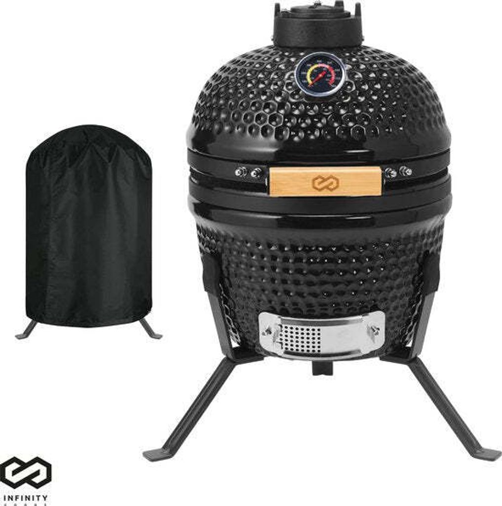 Brixy Kamado BBQ Egg - 13 Zoll - Inklusive Hülle - Holzkohlegrill - Ø 27 CM - Schwarz