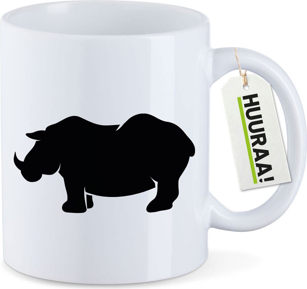Huuraa Kaffeetasse Nashorn Silhouette 330ml Weiß Keramik Kaffeebecher Geschenkidee