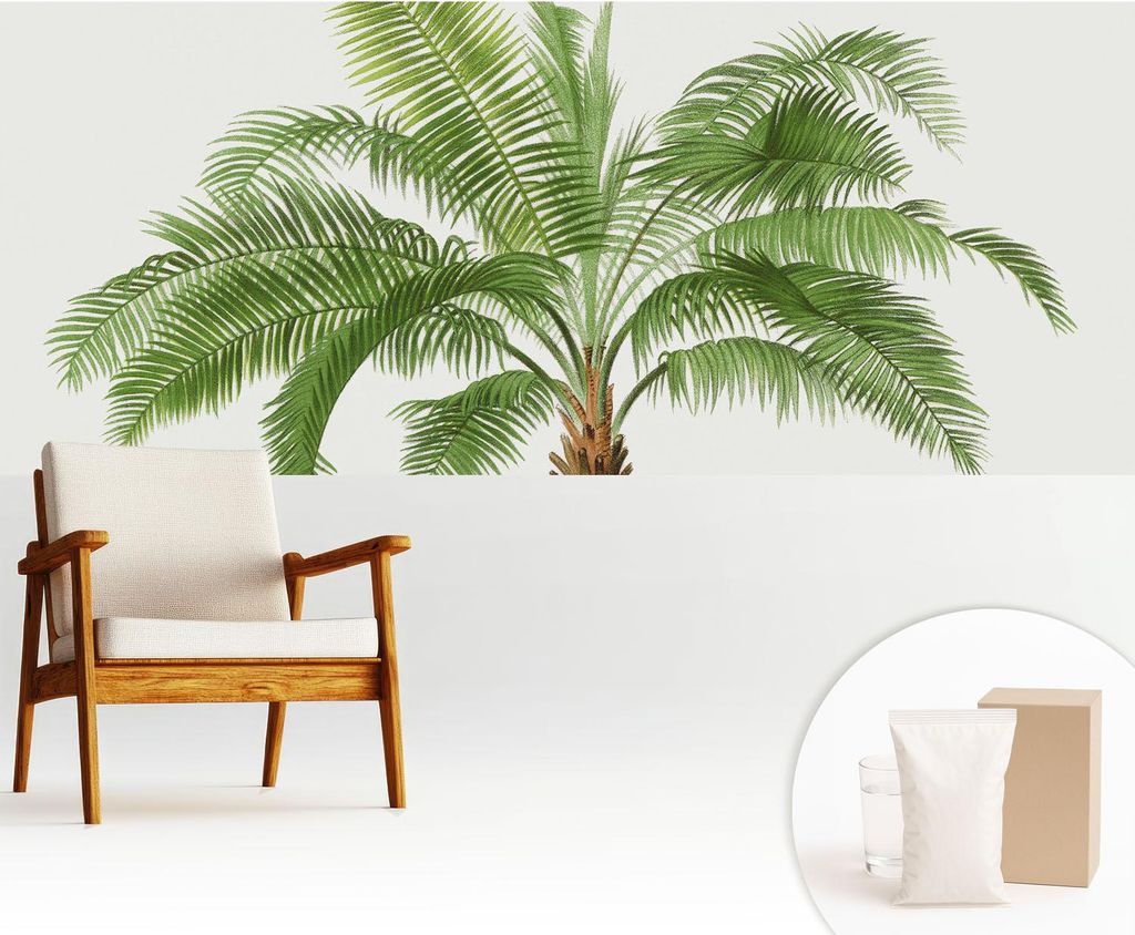 Fototapete - 250x104 cm - Tapete - Wandtapete - Wandbilder - Dekofolie - Tapete Folie - Wand - Dekoration - Wohnzimmer - Glänzende Palme