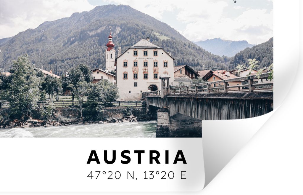 MuchoWow Wandtattoo Wandsticker Wandaufkleber Herberge - Österreich - Berge - Alpen 30x20 cm Selbstklebend und Repositionierbar - Wierderverwend...