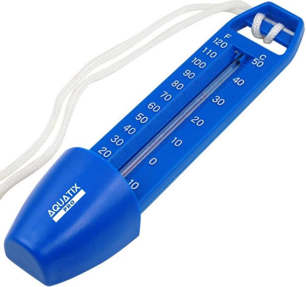 Großes Poolthermometer mit Seil, integrierter Tasche und bruchsicher, ideal für alle Außen-/Innenpools, Spas, Whirlpools und Teiche