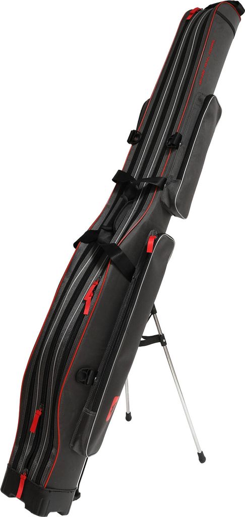 A fishing rod holdall is shown standing upright on a white background.