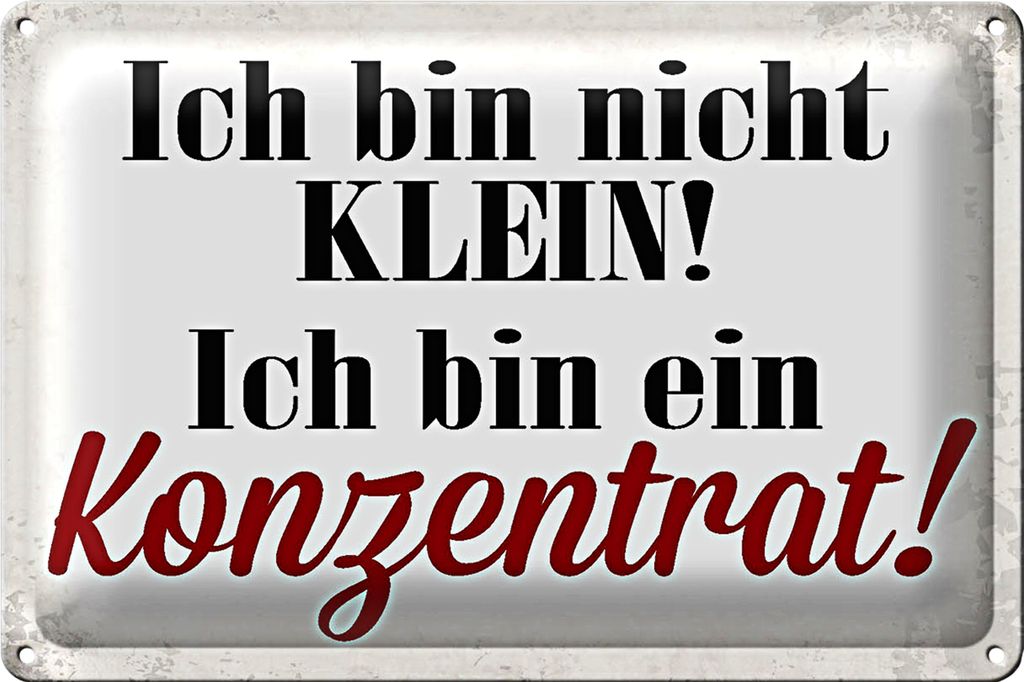 Blechschild Spruch 18x12cm bin nicht klein bin Konzentrat