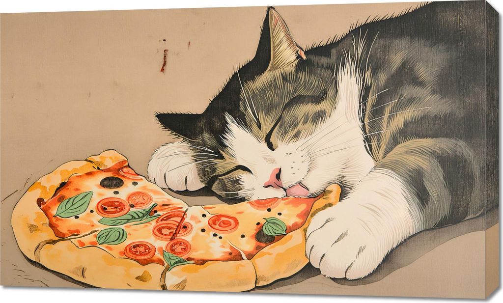 Bild 100x60cm Pizza für die Katze
