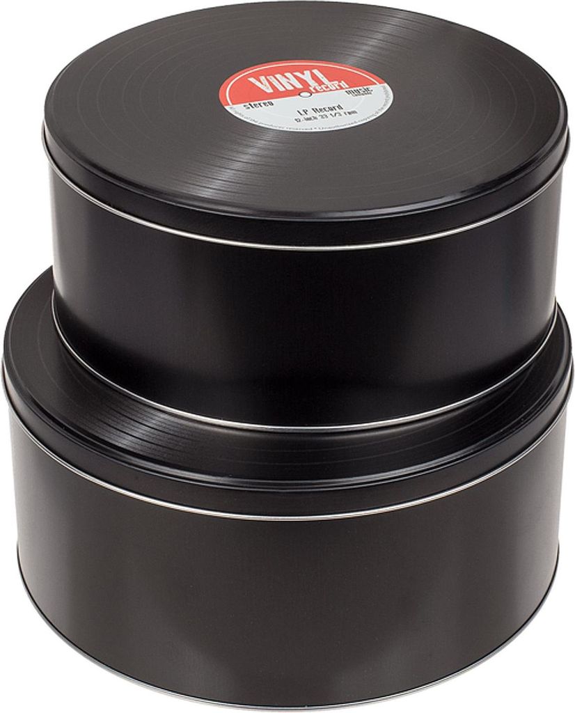 Blechdose Schallplatte Vinyl runde Metall-Dose Set Keksdose Blechbox Aufbewahrung