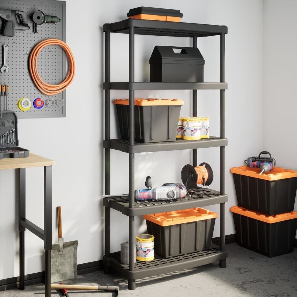 "im Angebot" Lagerregal 5 Böden Schwarz 93,5x45,5x194,5 cm PP - Lager- & Regalsysteme CC17633