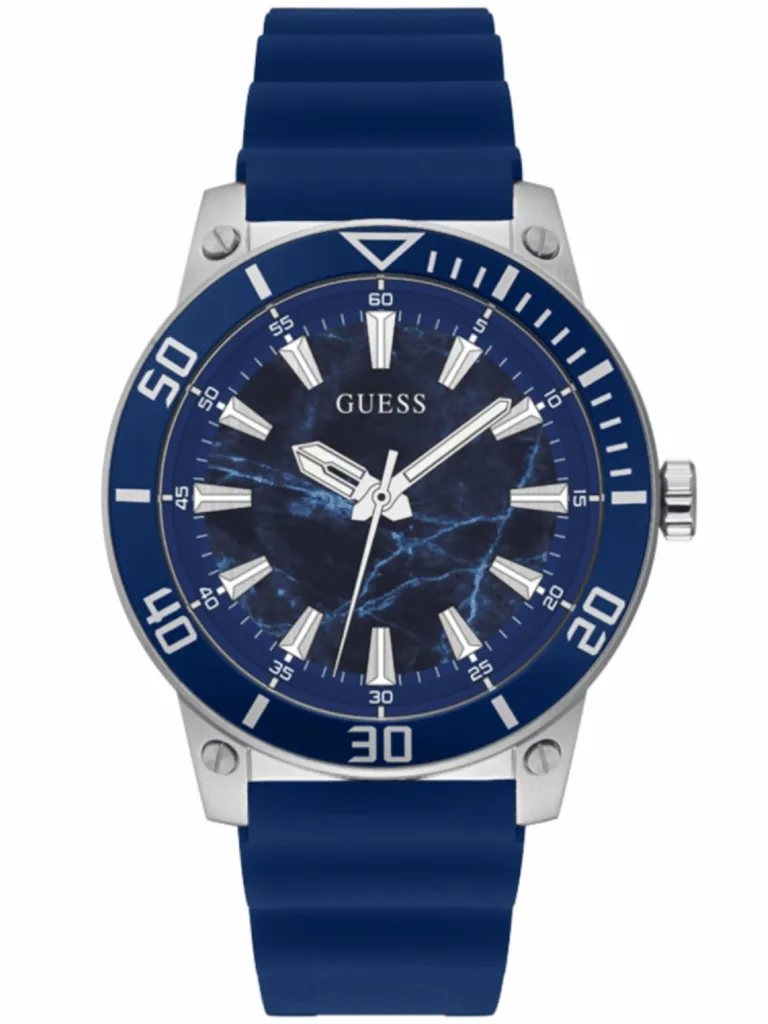 Montre Homme GUESS GW0420G1 Phoenix Bracelet Silicone Noir Boîtier 46mm
