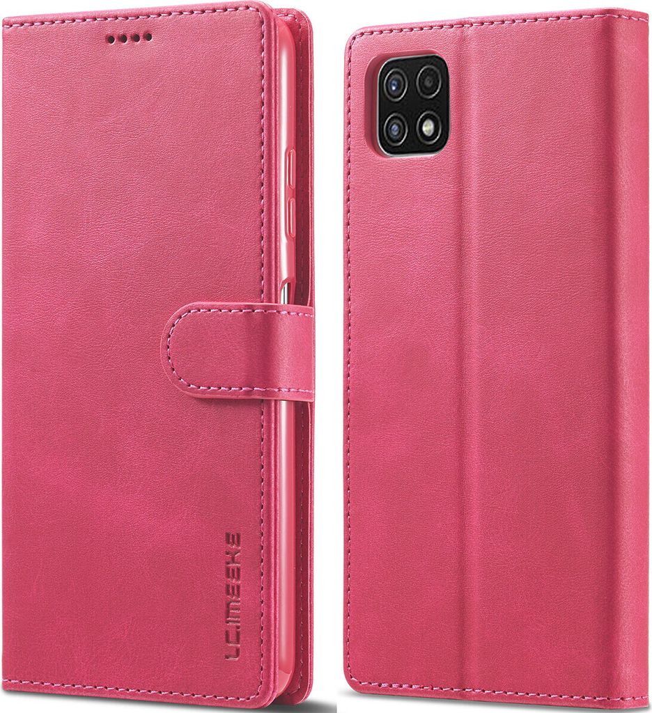 Samsung Galaxy A22 5G Hülle, Klapphüllen Brieftasche Leder Magnetverschluss Ständer Schutzhülle für Galaxy A22 5G Rosa