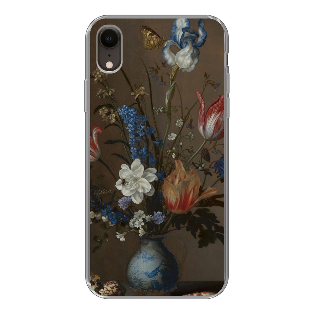 MuchoWow Handyhülle Schutzhülle Hülle für iPhone XR Blumen in einer Wan-Li-Vase und Muscheln - Gemälde von Balthasar van der Ast Silikon Sof...