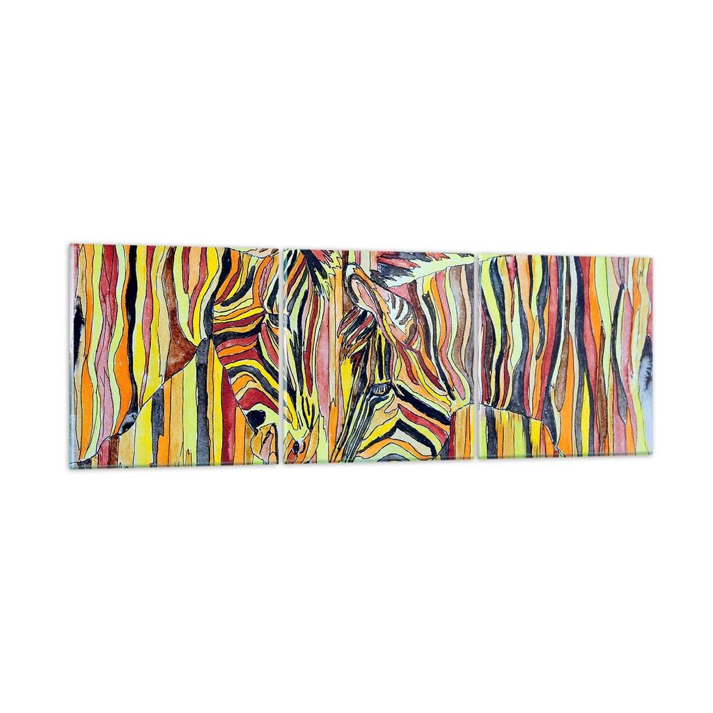 Bilder auf glas - Zebra Abstraktion - 120x40cm - Glasbilder - Wandbilder - Kunstdruck - zum Aufhängen bereit - Wanddekoration aus Glas - Glas Bild...