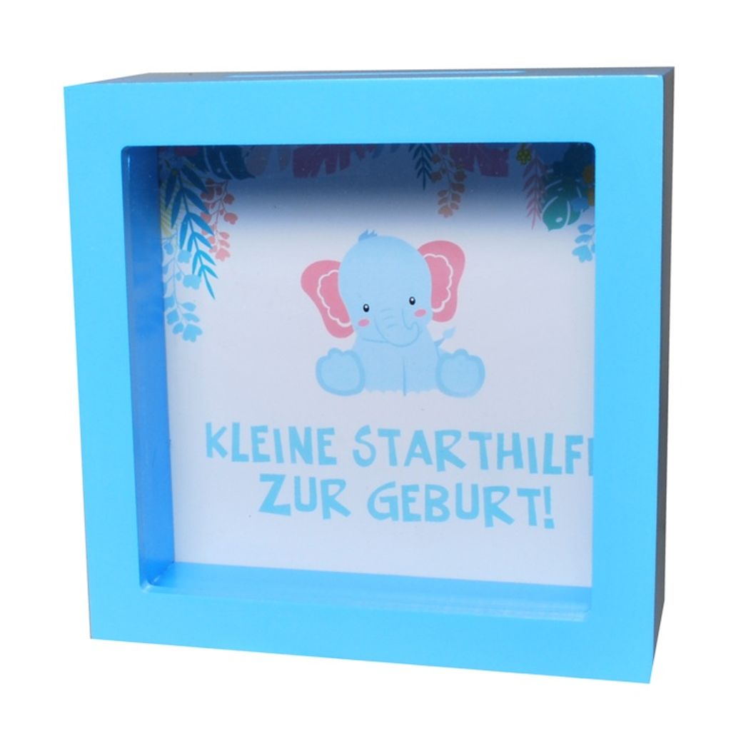 Udo Schmidt Spardose Geburt / Elefant / blau Sparschwein Sparkasse Geburtstag Baby Kinder Junge