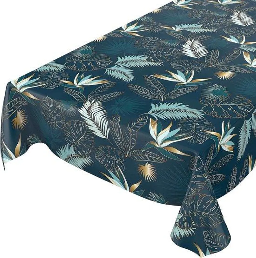 Nappe de fête Or et Bleu 220x140 cm pour réception et buffet de jardin