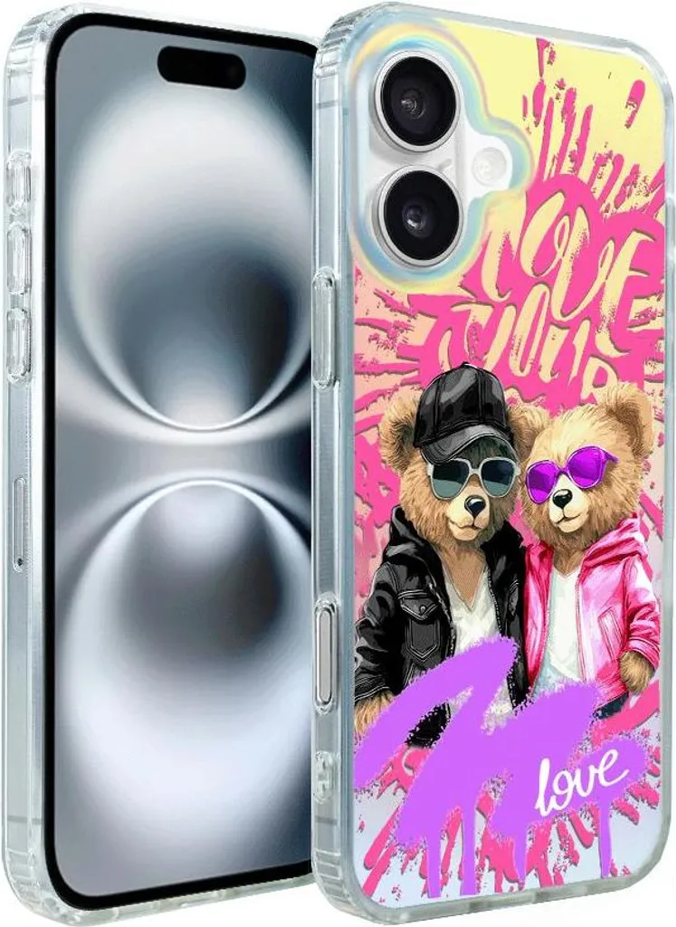 IBIZU Custodia per iPhone 16 con colore cangiante California Sunset, Coppia innamorata, Coppia innamorata