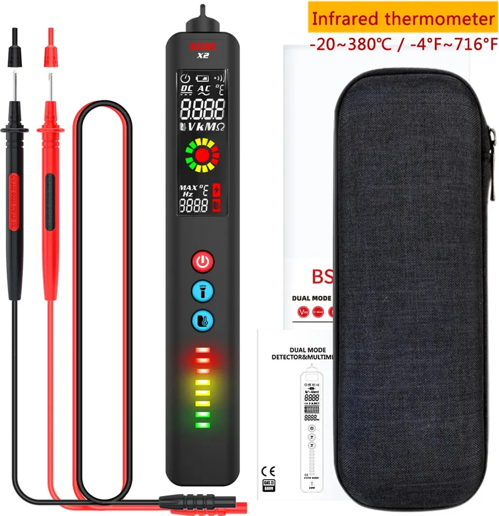 Testeur électrique X2 écran EBTN haute sensibilité avec étui pro