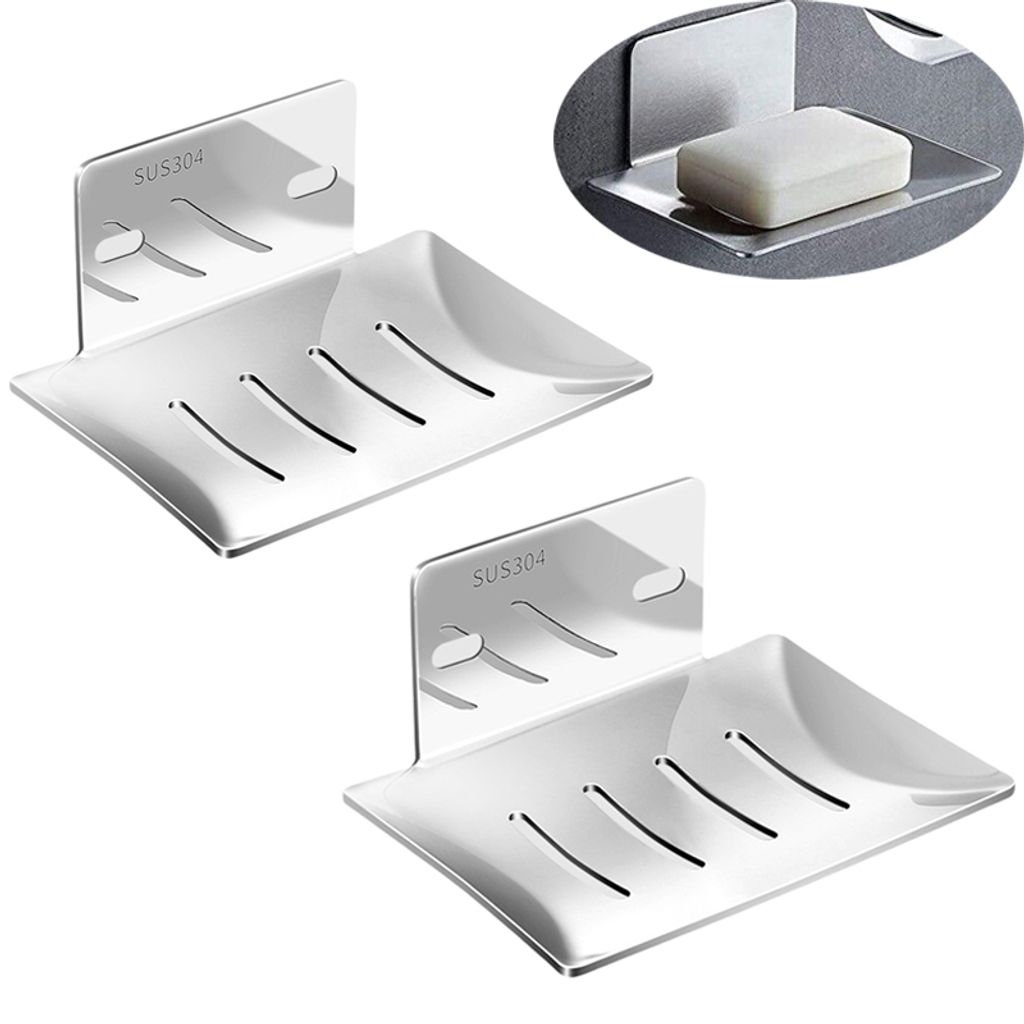 ZSMJAER Seifenhalter Selbstklebend - 2 Stück Seifenablage Mit Abfluss Schwarz