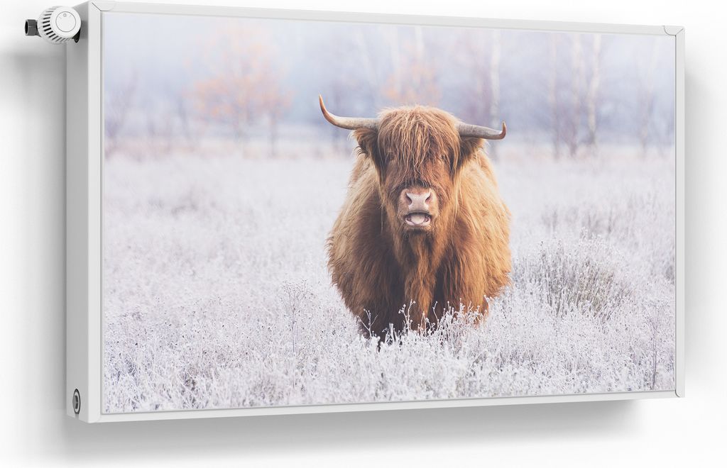 DEQORI Magnetmatte Heizung beschreibbar 100x60 cm 'Frostiger Hochlandblick' Magnetfolie