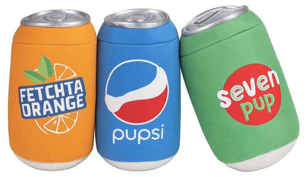 Hundespielzeug Soda Design aus weichem Plüsch mit Produktbild 