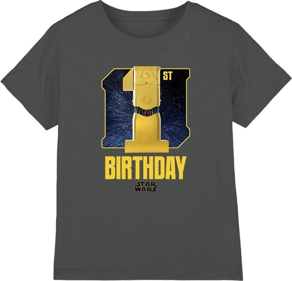 Star Wars - T-Shirt für Kinder - 1. Geburtstag TV3829 (104) (Holzkohle)