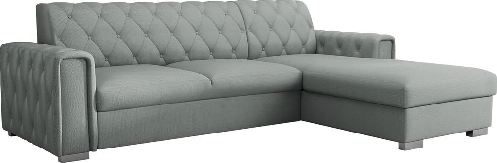 MIRJAN24 Ecksofa Roma mit Bettkasten und Schlaffunktion, Einstellbare Kopfstützen, L-Form (Farbe: Kronos 53, Seite: Rechts)