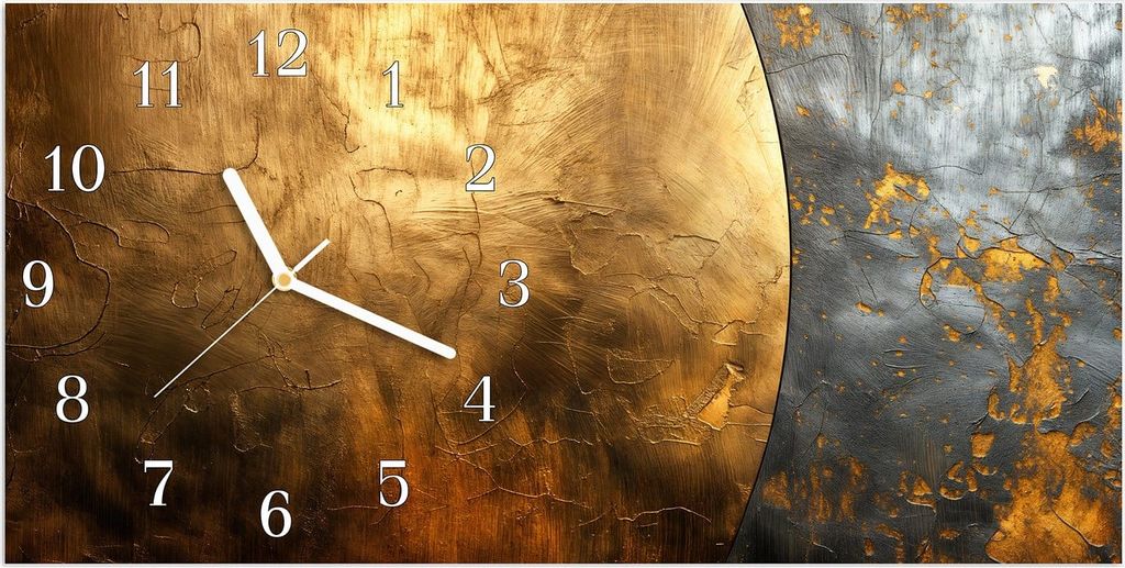 Wanduhr aus Glas mit Motiv Metallische Textur- 60 x 30 cm - inkl. Aufhängesystem