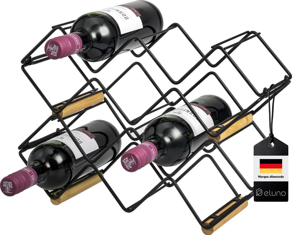 Rangement bouteilles de vin pour cuisine et cave - Métal/Bambou 2x5
