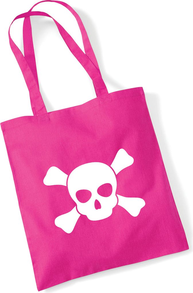 Huuraa Jutebeutel Pirat Totenschädel 10 Liter Fuchsia Baumwolle Tasche Geschenkidee
