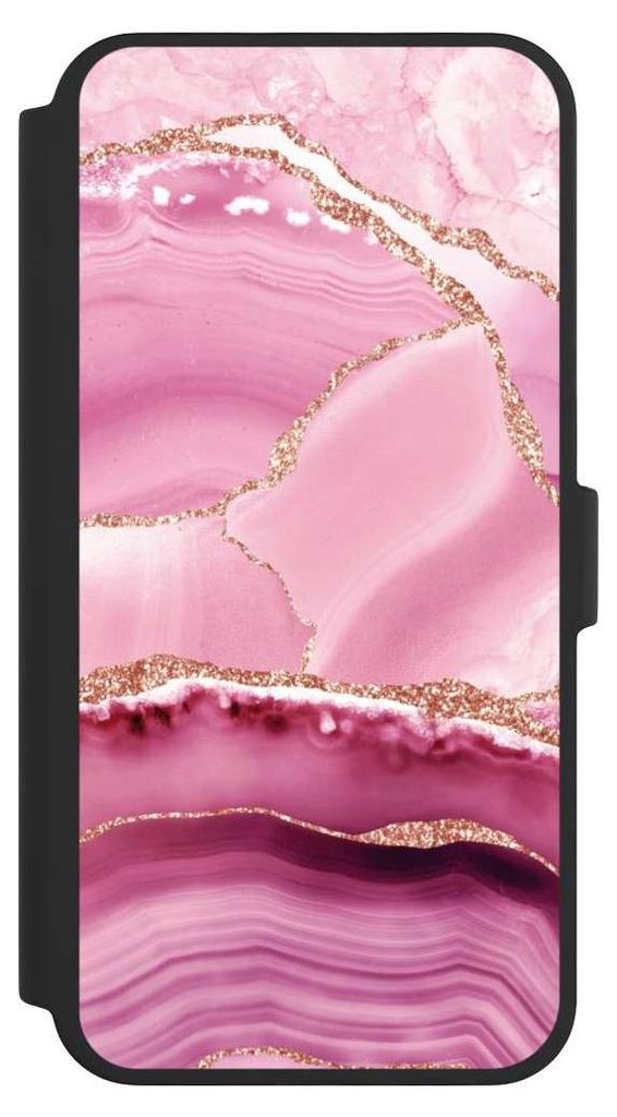 NIVOCASE Klapphülle für Apple iPhone 16 Pro Max Handyhülle aus Kunst Leder NIVOflip schwarz Glitzer Look Marmor Meerjungfrau