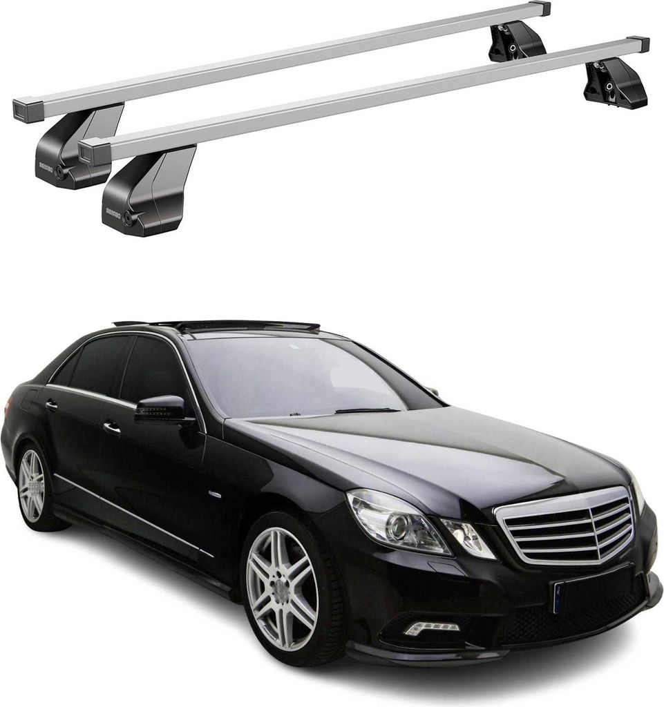 Menabo Dachträger für Mercedes E Klasse W212 Limo 2009-2013 75kg Stahl Silber 2x