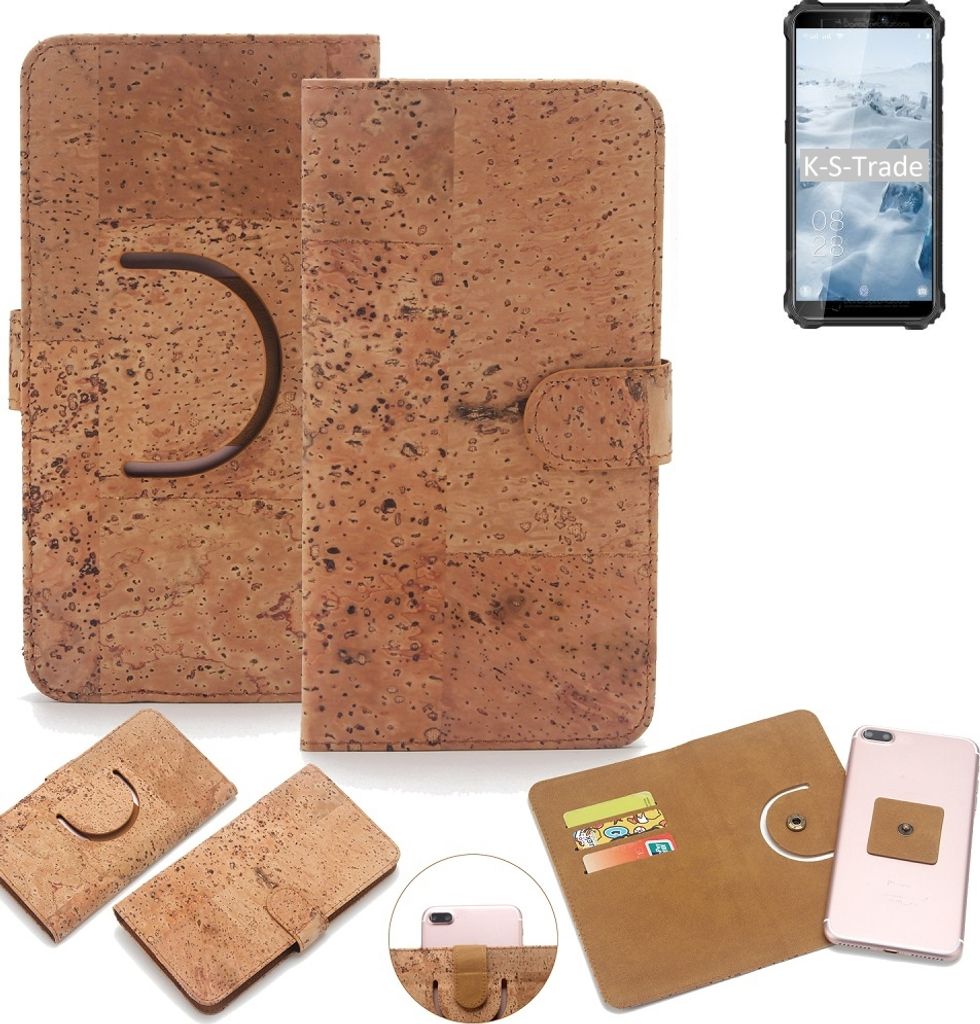 K-S-Trade Handy-Hülle Schutz-Hülle kompatibel mit Oukitel WP5 Pro Handyhülle Schutzhülle Korkhülle Kork-Hülle 1x