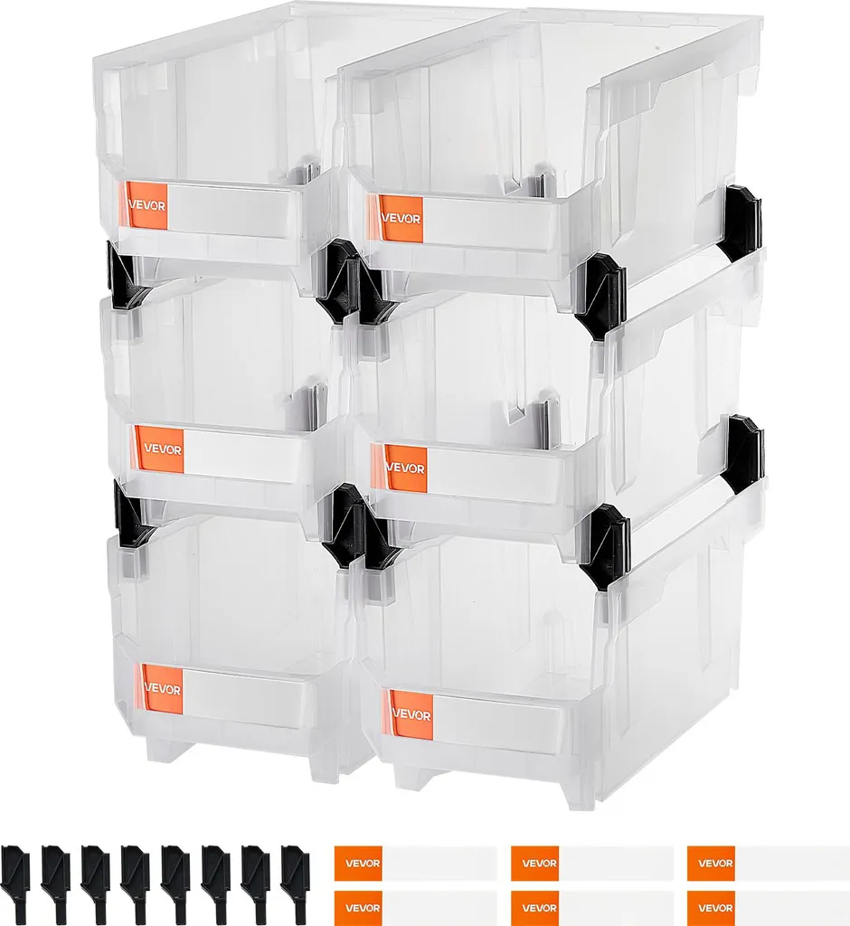 Set 6 Contenitori Trasparenti VEVOR per Armadi e Casa | 37x21x18 cm