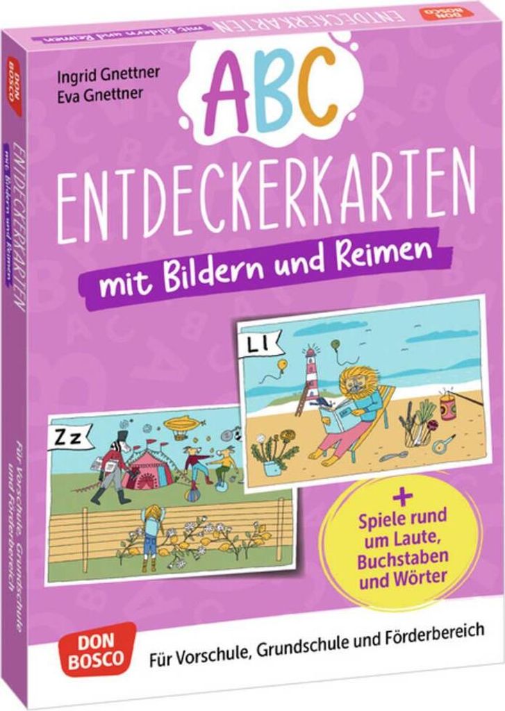 Abc-Entdeckerkarten mit Bildern und Reimen