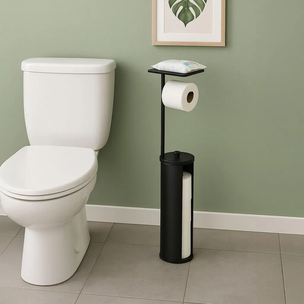 Support papier toilette antidérapant avec stockage 4 rouleaux - Acier