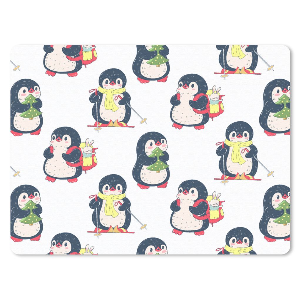 MuchoWow Mauspad Mousepad Pinguin - Ski - Winter - Kind - Muster 40x30 cm - Mousepads - Maus Mat - Pad - Mausunterlage - Anti Rutsch