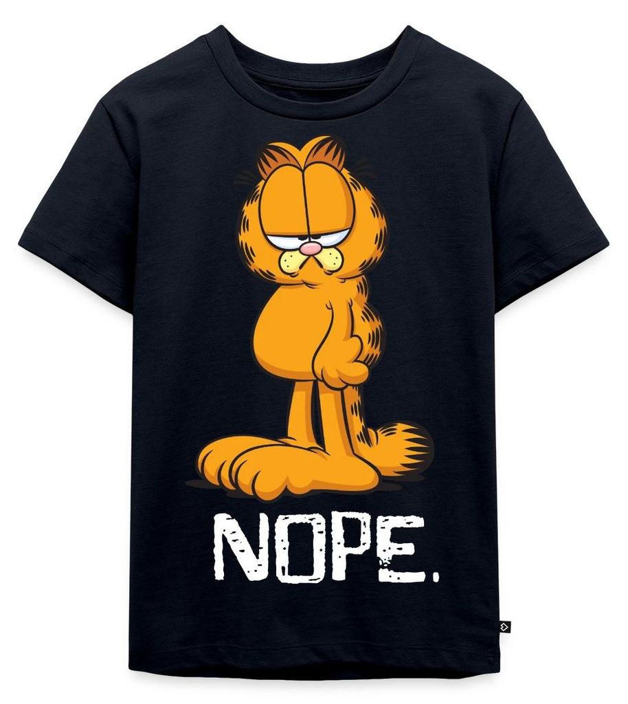 Spreadshirt Garfield Nope Nein Nö Kein Bock Lustig Kinder Premium T-Shirt, 122/128 (6 Jahre), Navy