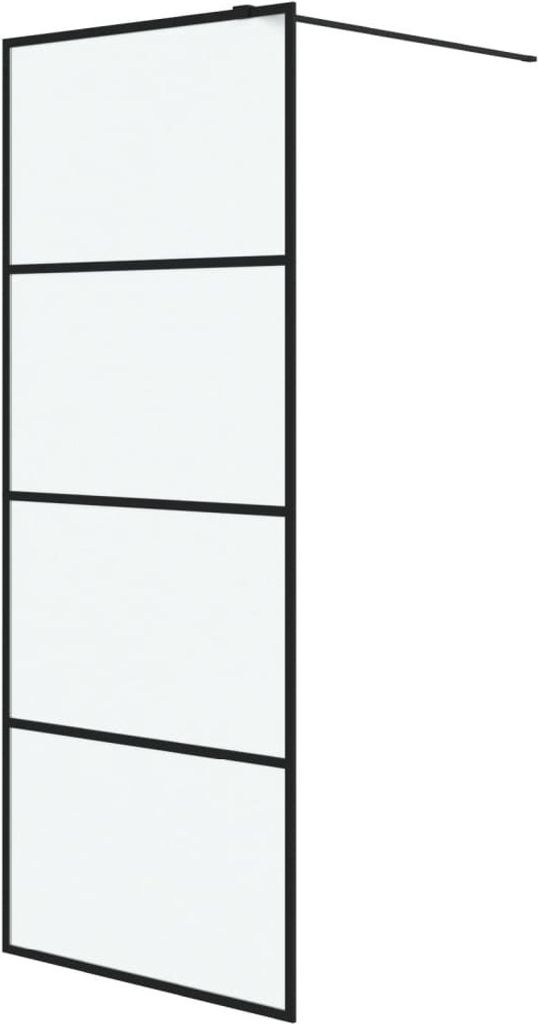 Duschwand für Walk-In Dusche Schwarz 80x195 cm ESG Mattiert