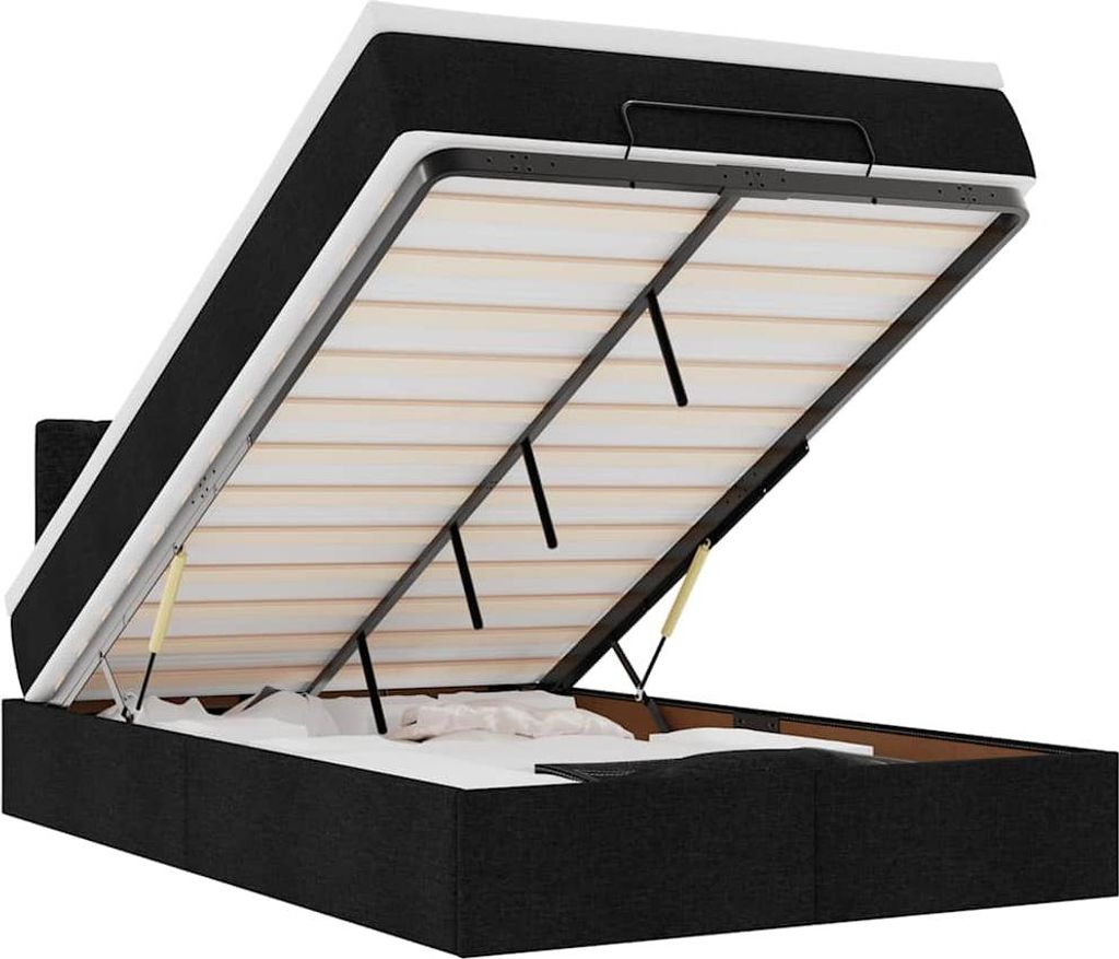 vidaXL Ottomane Bett mit Matratze & LEDs Schwarz 120x190 cm Stoff