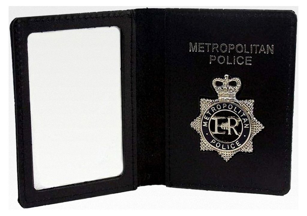 Herren Geldbörse Schwarz Klassisch im Design der Metropolitan Police mit Abzeichen