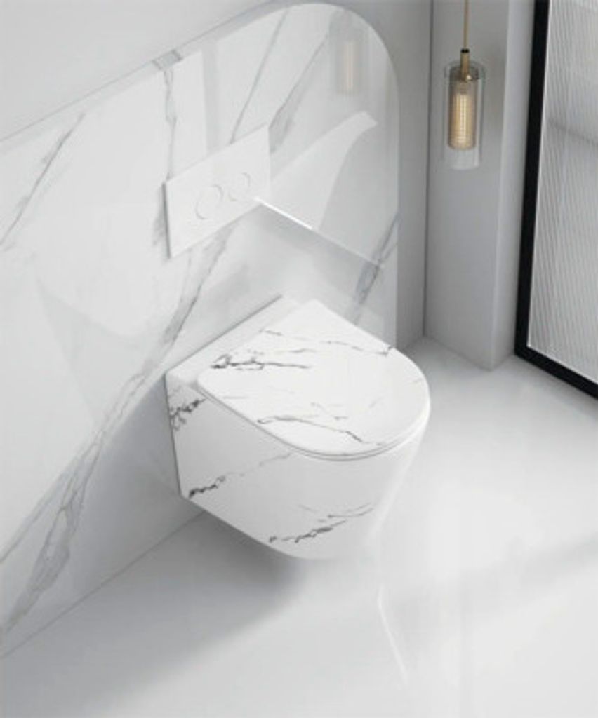 Wand-WC Set Nakia Tiefspüler ohne Spülrand kurz weiß Produktbild 