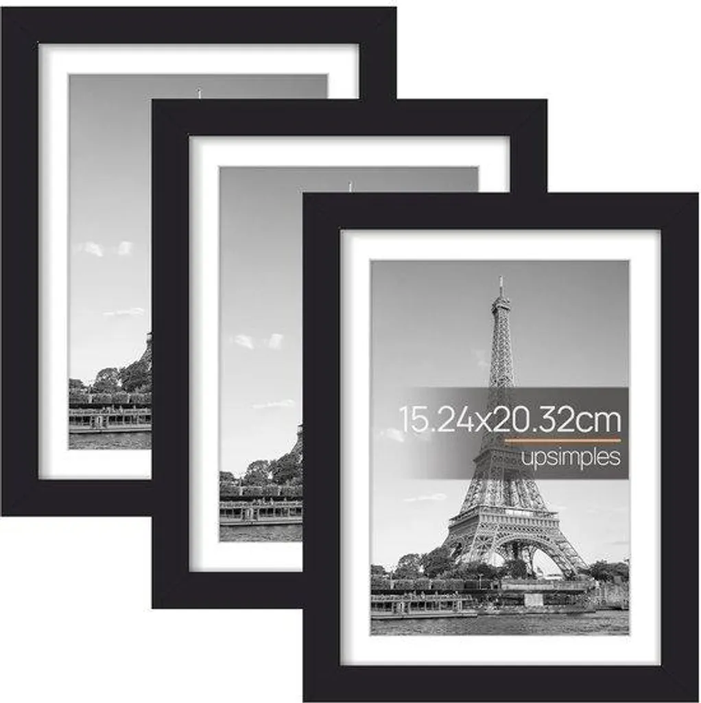 Cadre photo 15x20 cm en plastique léger - Format 15,24 x 20,32 cm Noir