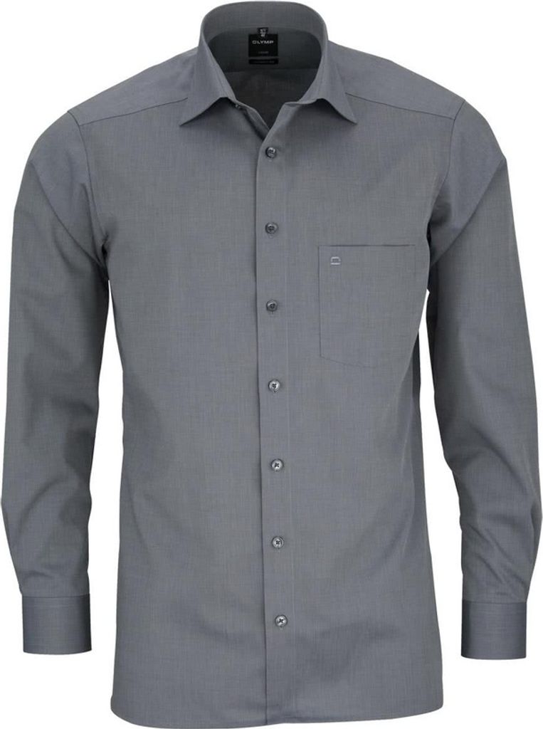 Olymp Hemd Modern Fit grau einfarbig