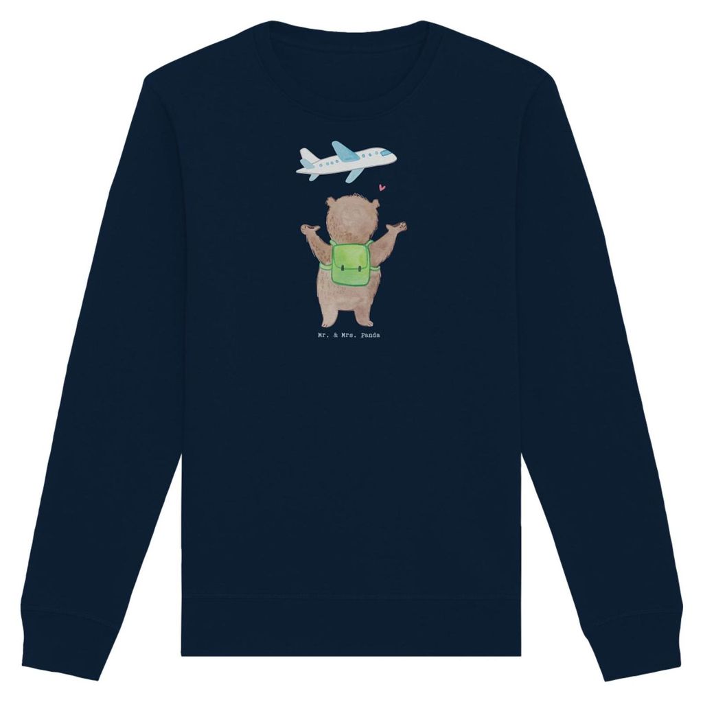 Mr. & Mrs. Panda Bio Baumwoll Pullover Bär Reisen Größe M - French Navy - Geschenk, Reiseveranstalter, Urlaub, Sweater, Weltreise, Sweatshirt, P...
