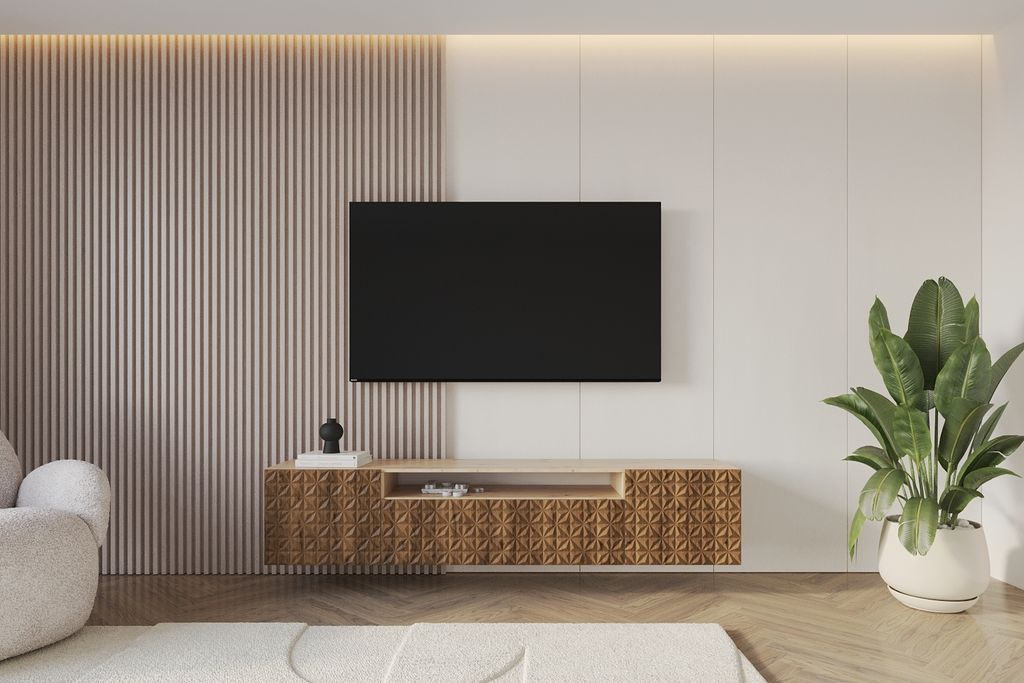 ALTDECOR TV-Schrank VIRA-W mit Gefrästen Fronten 200x40x41 Lowboard hängend, TV Möbel, TV Cabinet, Fernsehtisch, Fernsehschrank, TV Kommode, TV ...