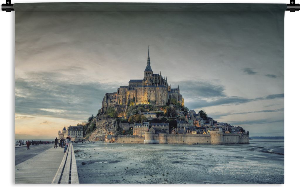 MuchoWow Wandteppich Wandbehang Schloss - Frankreich - Meer 90x60 cm Tapisserie Dekoration Wandtuch - Wandskulpturen - Bildteppich