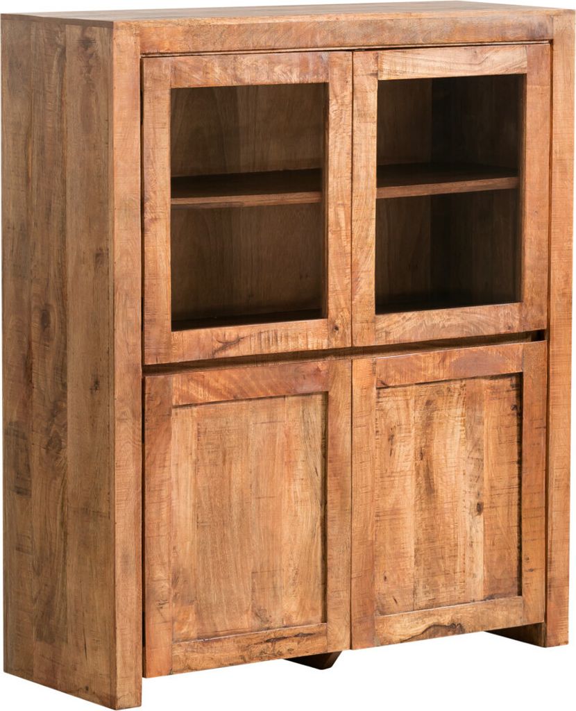 Massivholz Highboard mit Glastüren - Stilvolles Möbel für Wohn- und Esszimmer