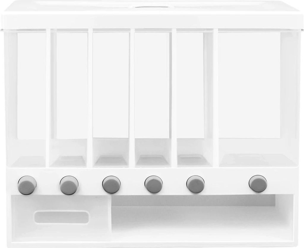 Getreidebehälter für die Küche - Wandmontierter Spender - 10 kg Fassungsvermögen - 6 Fächer - Für Reis, Mehl, Zucker und Müsli